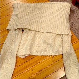 Off the shoulder sweater.